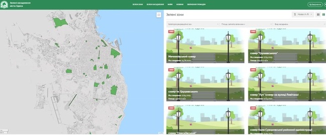 На інтерактивну карту вже нанесли понад 10 тисяч зелених насаджень Одеси