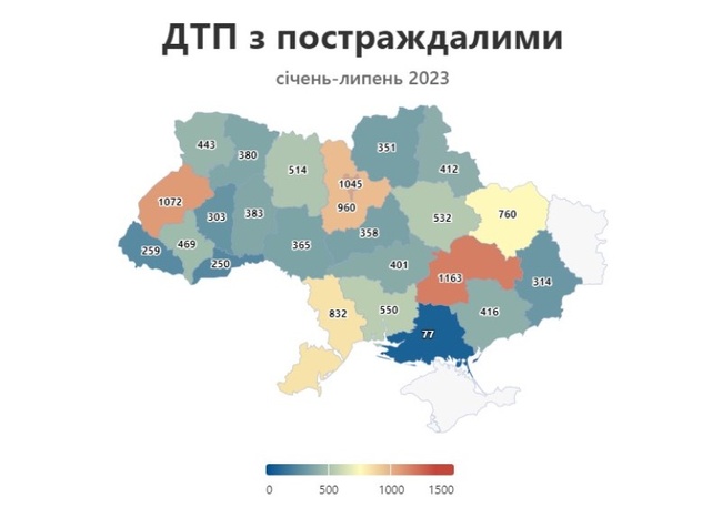 ДТП с постраждалими в Україні. Інфографіка: Опендатабот
