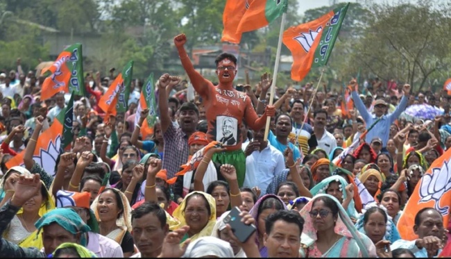 Передвиборчий мітинг 4 квітня 2024 року, Індія. Фото: Anuwar Hazarika/NurPhoto/Getty Images