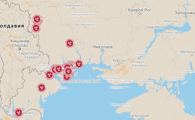 Одеська ОДА розробила інтерактивну мапу поширення COVID-19 в регіоні